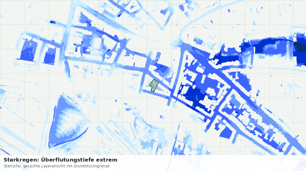 Statische Kartenansicht: Starkregen: Überflutungstiefe extrem