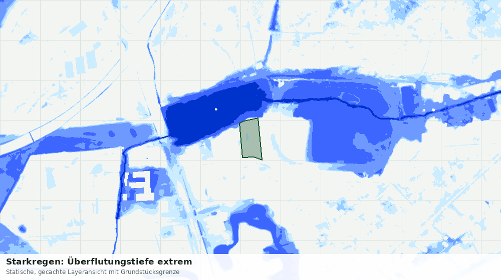 Statische Kartenansicht: Starkregen: Überflutungstiefe extrem