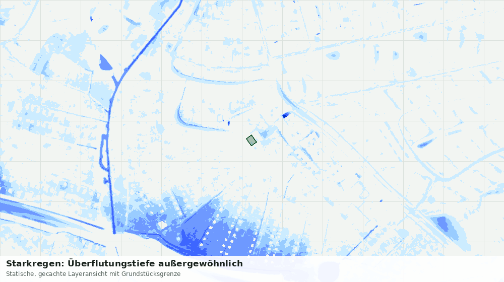 Statische Kartenansicht: Starkregen: Überflutungstiefe außergewöhnlich