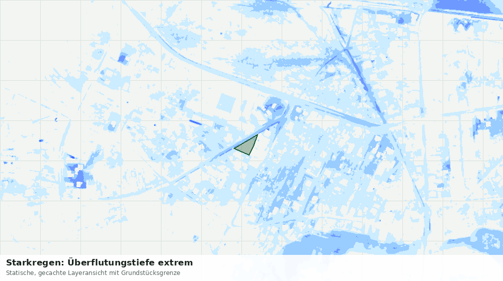 Statische Kartenansicht: Starkregen: Überflutungstiefe extrem
