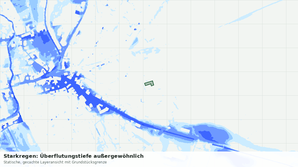 Statische Kartenansicht: Starkregen: Überflutungstiefe außergewöhnlich