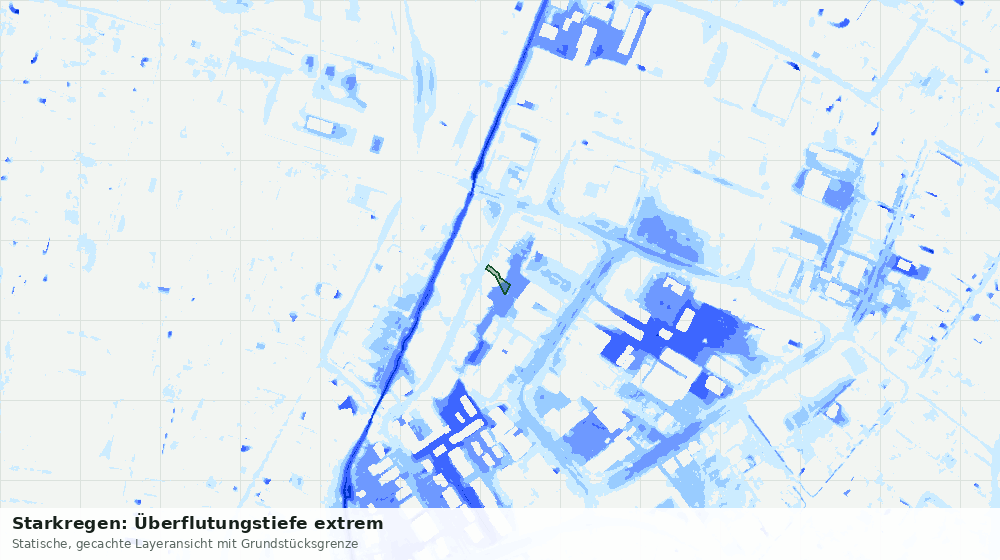 Statische Kartenansicht: Starkregen: Überflutungstiefe extrem