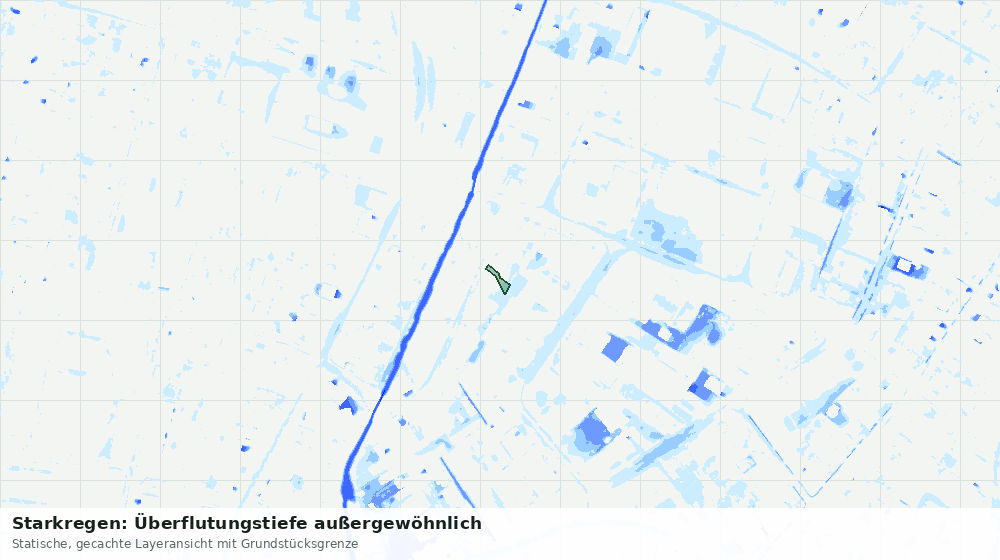 Statische Kartenansicht: Starkregen: Überflutungstiefe außergewöhnlich