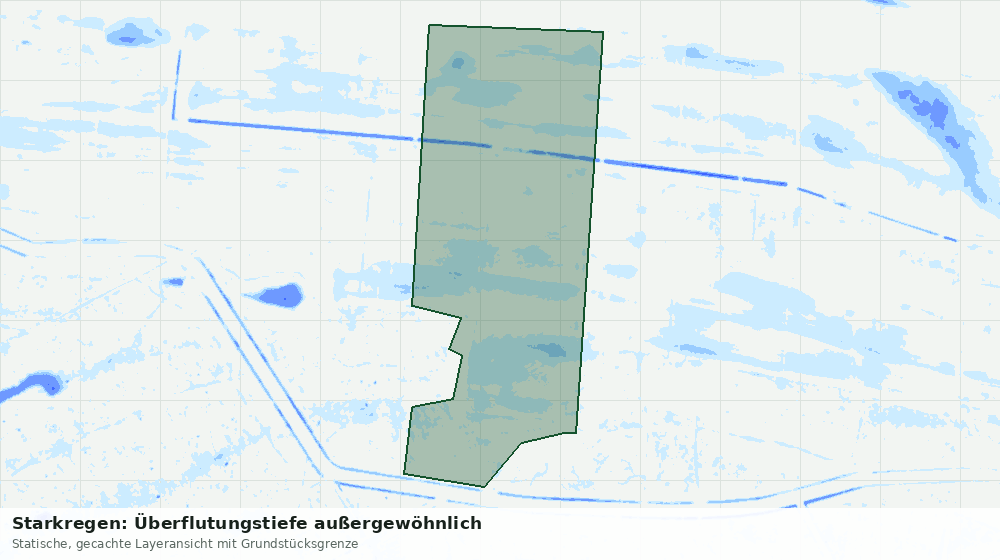 Statische Kartenansicht: Starkregen: Überflutungstiefe außergewöhnlich