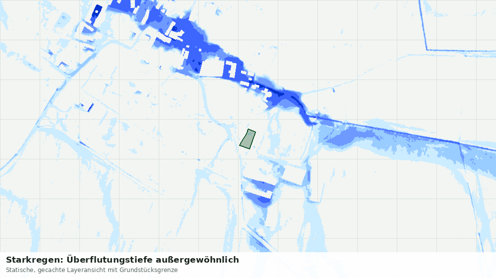 Statische Kartenansicht: Starkregen: Überflutungstiefe außergewöhnlich