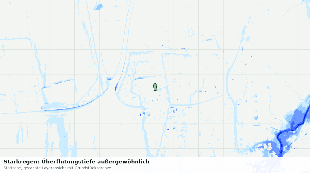 Statische Kartenansicht: Starkregen: Überflutungstiefe außergewöhnlich