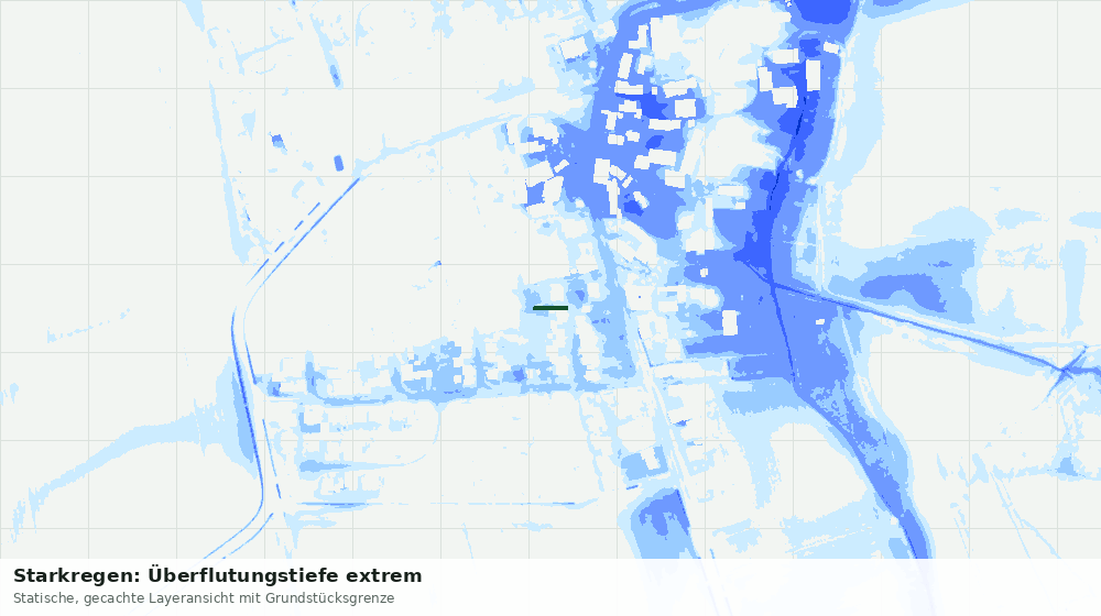 Statische Kartenansicht: Starkregen: Überflutungstiefe extrem