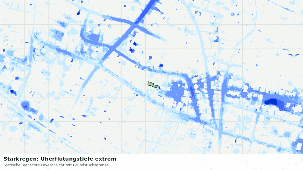 Statische Kartenansicht: Starkregen: Überflutungstiefe extrem