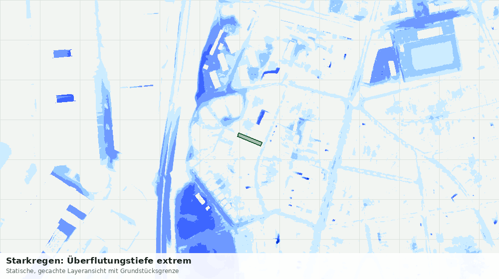 Statische Kartenansicht: Starkregen: Überflutungstiefe extrem