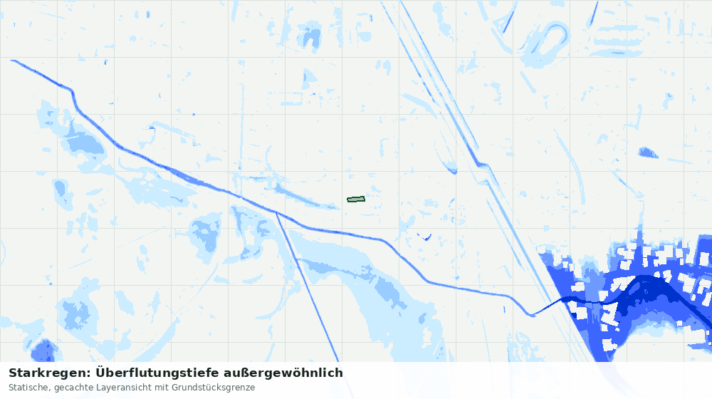 Statische Kartenansicht: Starkregen: Überflutungstiefe außergewöhnlich