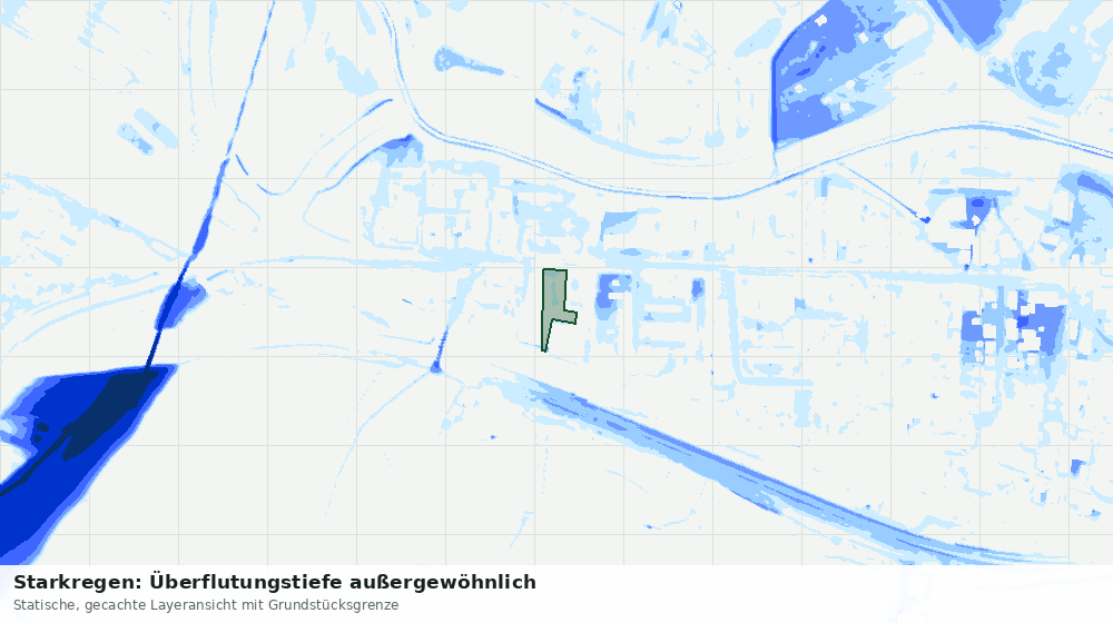 Statische Kartenansicht: Starkregen: Überflutungstiefe außergewöhnlich