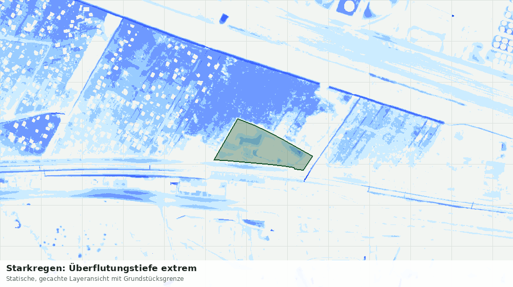 Statische Kartenansicht: Starkregen: Überflutungstiefe extrem