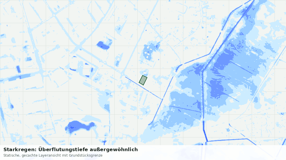 Statische Kartenansicht: Starkregen: Überflutungstiefe außergewöhnlich