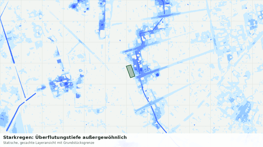 Statische Kartenansicht: Starkregen: Überflutungstiefe außergewöhnlich