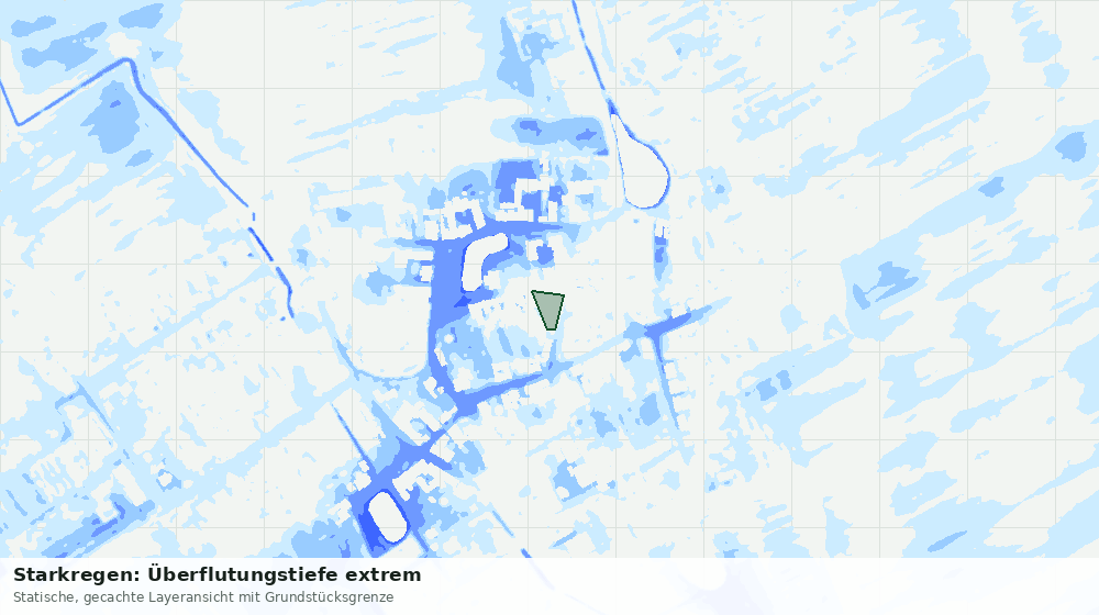 Statische Kartenansicht: Starkregen: Überflutungstiefe extrem
