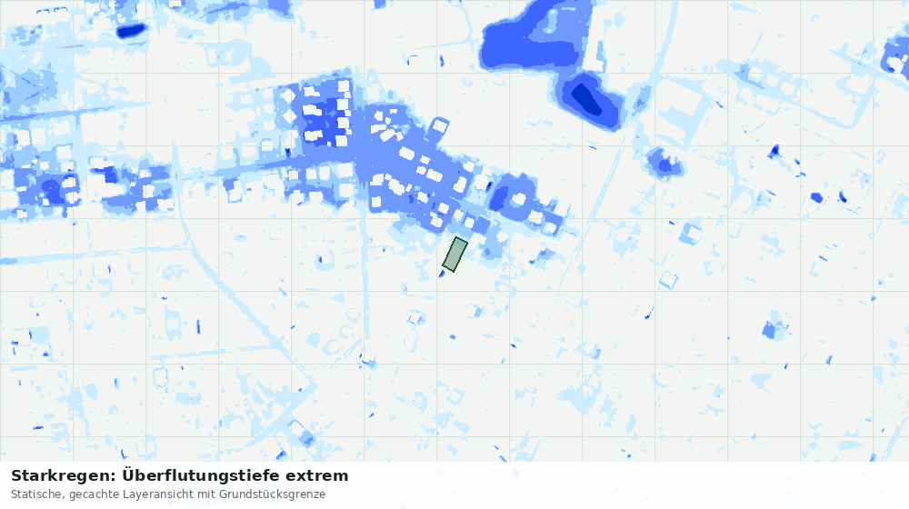 Statische Kartenansicht: Starkregen: Überflutungstiefe extrem