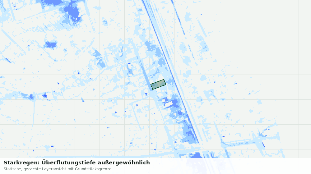 Statische Kartenansicht: Starkregen: Überflutungstiefe außergewöhnlich
