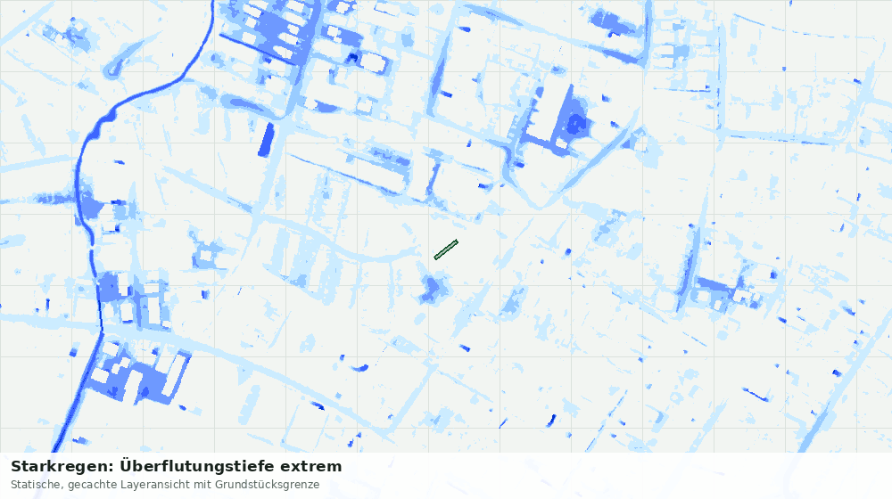 Statische Kartenansicht: Starkregen: Überflutungstiefe extrem