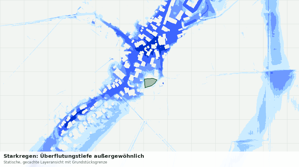 Statische Kartenansicht: Starkregen: Überflutungstiefe außergewöhnlich