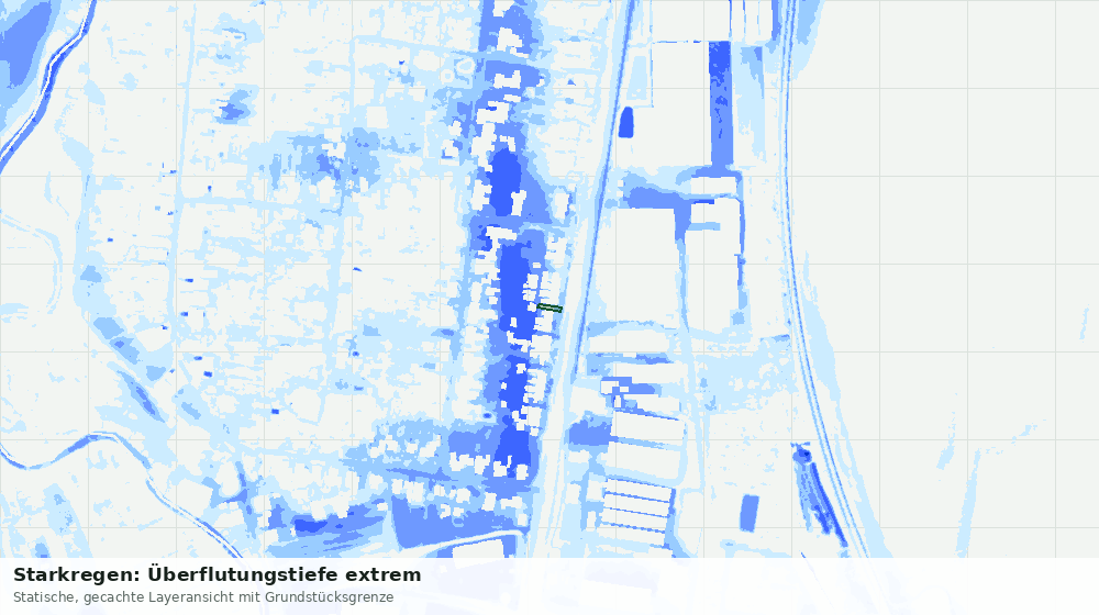 Statische Kartenansicht: Starkregen: Überflutungstiefe extrem