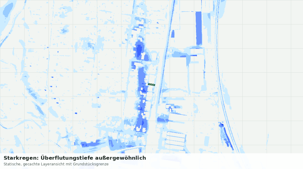 Statische Kartenansicht: Starkregen: Überflutungstiefe außergewöhnlich