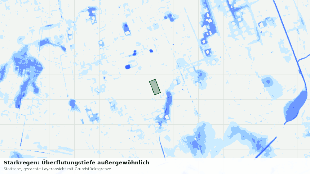 Statische Kartenansicht: Starkregen: Überflutungstiefe außergewöhnlich