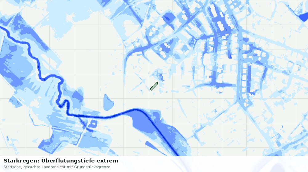Statische Kartenansicht: Starkregen: Überflutungstiefe extrem