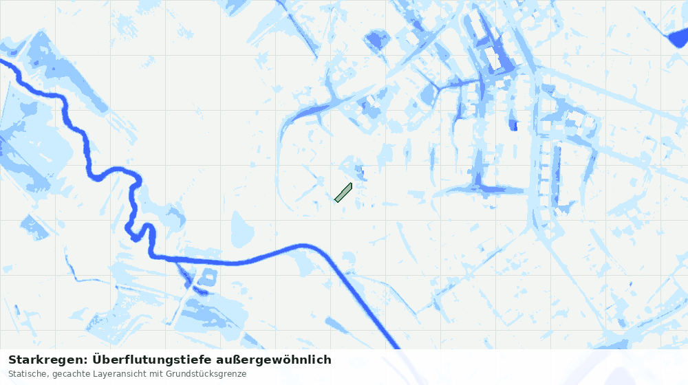 Statische Kartenansicht: Starkregen: Überflutungstiefe außergewöhnlich