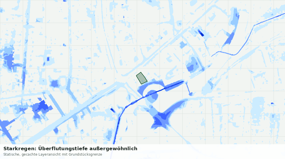 Statische Kartenansicht: Starkregen: Überflutungstiefe außergewöhnlich