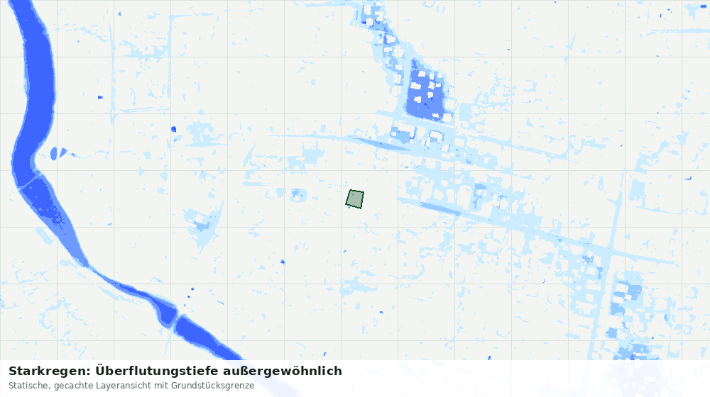 Statische Kartenansicht: Starkregen: Überflutungstiefe außergewöhnlich
