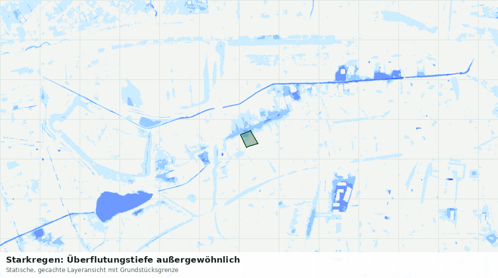 Statische Kartenansicht: Starkregen: Überflutungstiefe außergewöhnlich
