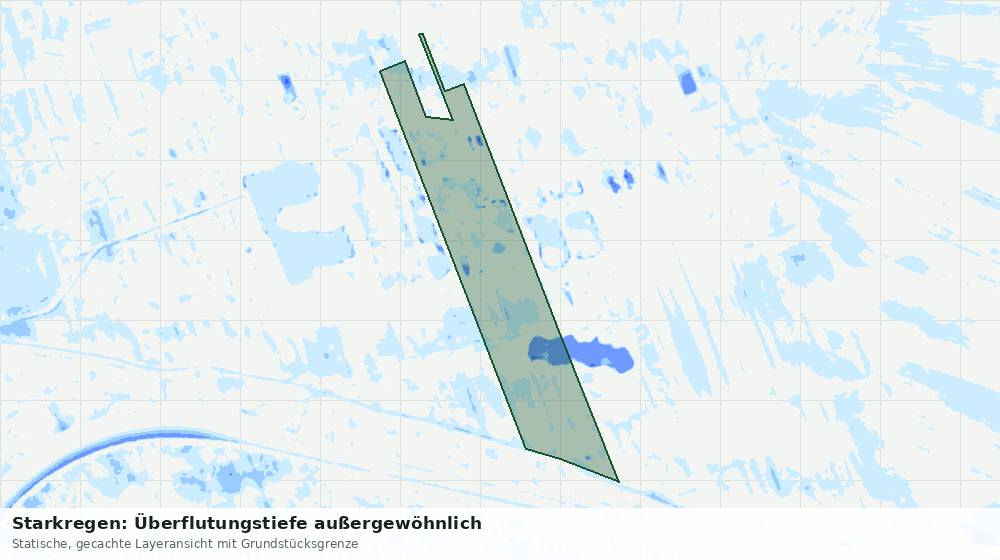 Statische Kartenansicht: Starkregen: Überflutungstiefe außergewöhnlich