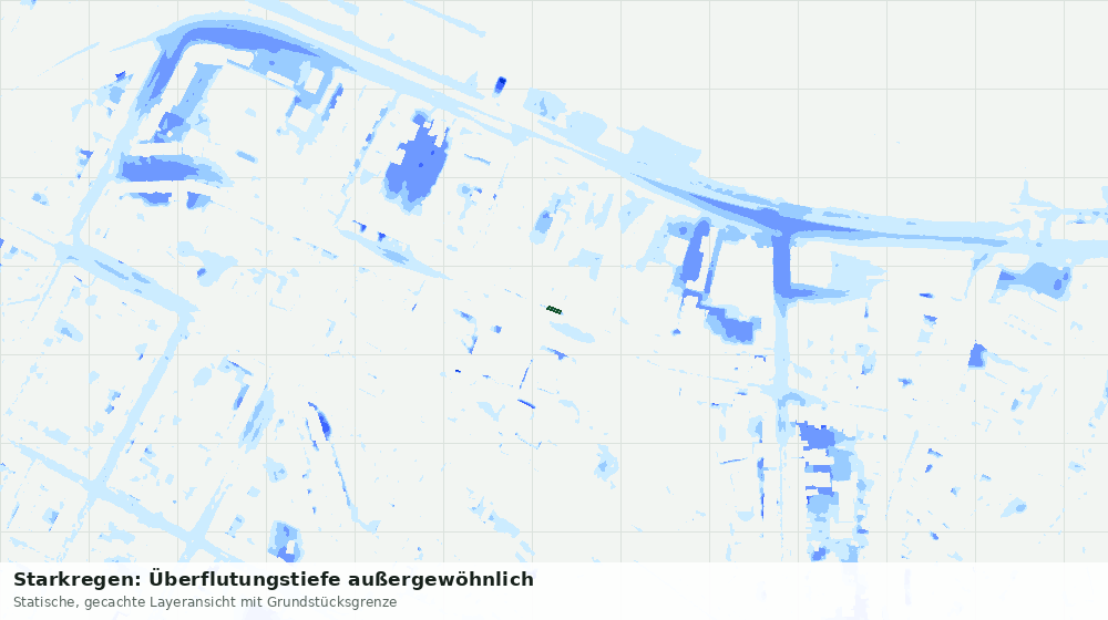 Statische Kartenansicht: Starkregen: Überflutungstiefe außergewöhnlich