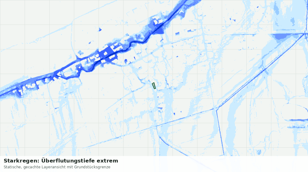 Statische Kartenansicht: Starkregen: Überflutungstiefe extrem