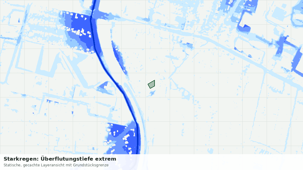 Statische Kartenansicht: Starkregen: Überflutungstiefe extrem