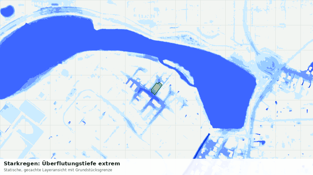 Statische Kartenansicht: Starkregen: Überflutungstiefe extrem