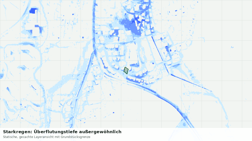 Statische Kartenansicht: Starkregen: Überflutungstiefe außergewöhnlich