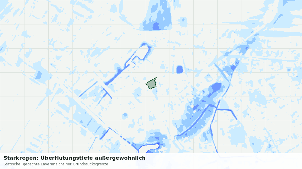Statische Kartenansicht: Starkregen: Überflutungstiefe außergewöhnlich