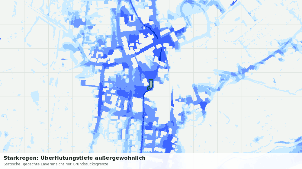 Statische Kartenansicht: Starkregen: Überflutungstiefe außergewöhnlich