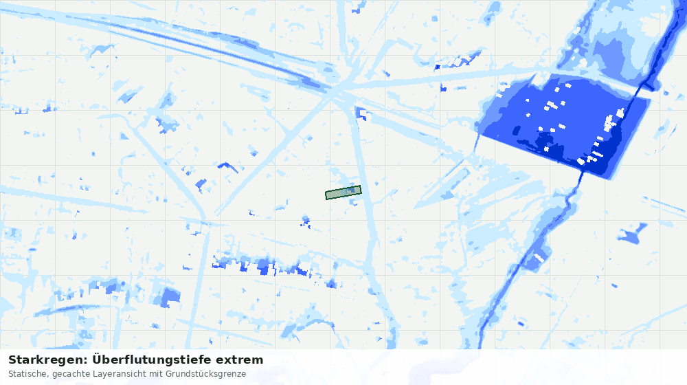 Statische Kartenansicht: Starkregen: Überflutungstiefe extrem