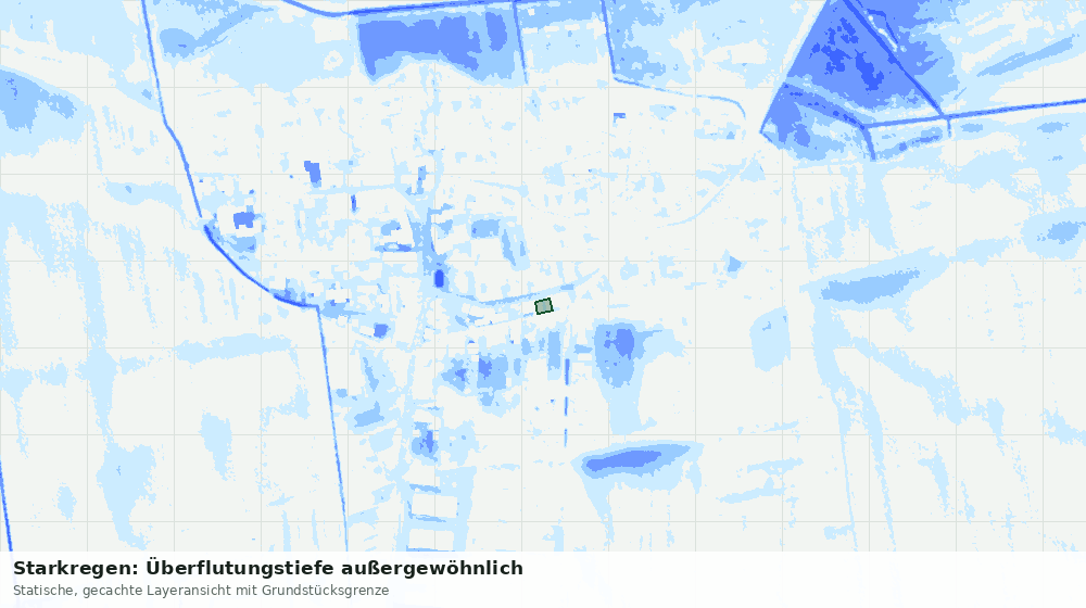 Statische Kartenansicht: Starkregen: Überflutungstiefe außergewöhnlich