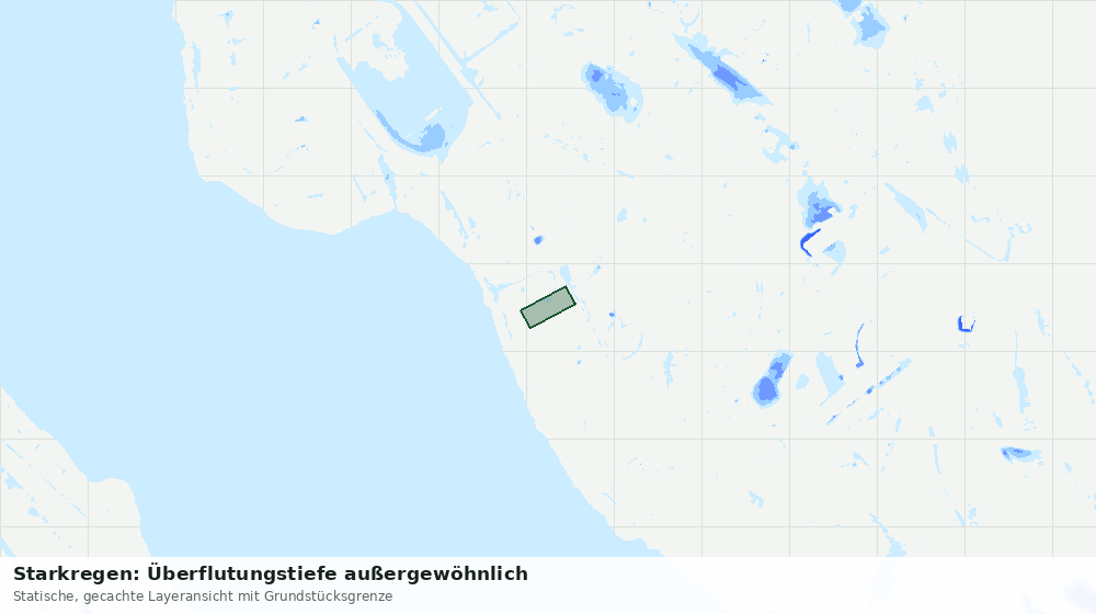 Statische Kartenansicht: Starkregen: Überflutungstiefe außergewöhnlich