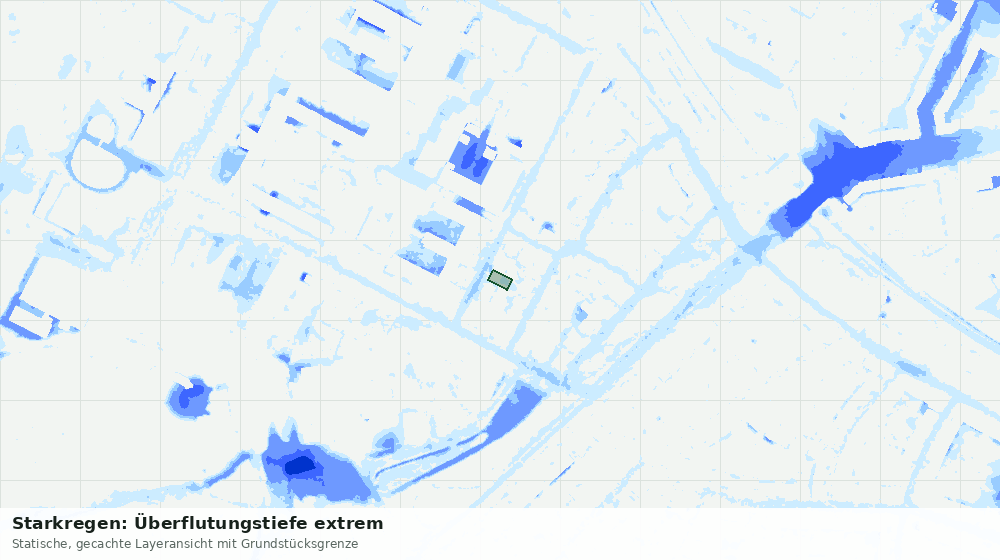 Statische Kartenansicht: Starkregen: Überflutungstiefe extrem