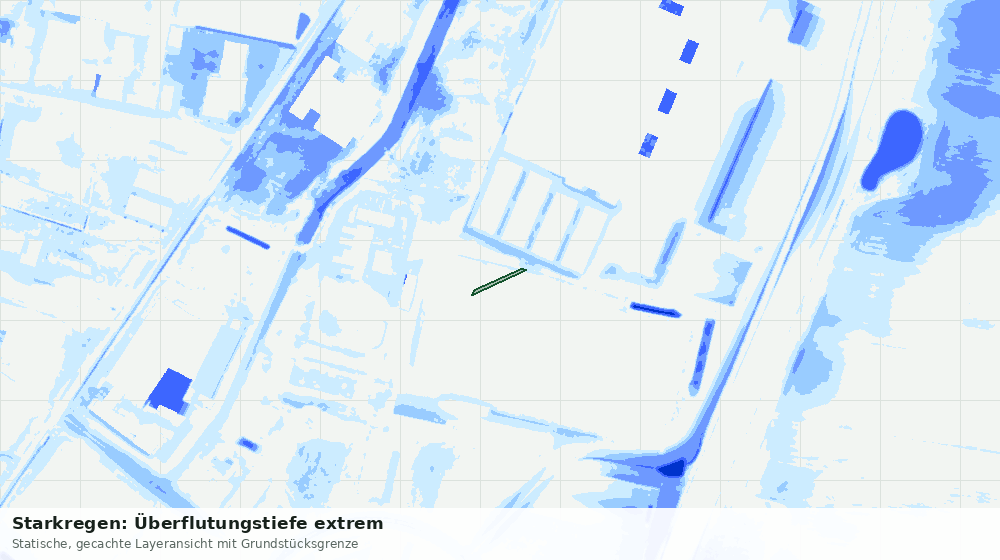Statische Kartenansicht: Starkregen: Überflutungstiefe extrem