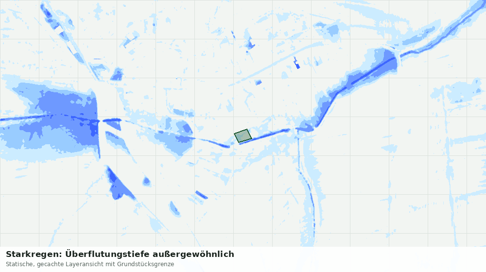 Statische Kartenansicht: Starkregen: Überflutungstiefe außergewöhnlich