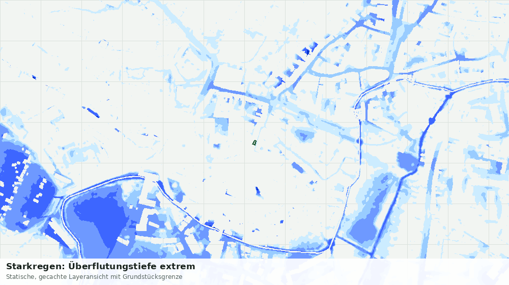 Statische Kartenansicht: Starkregen: Überflutungstiefe extrem