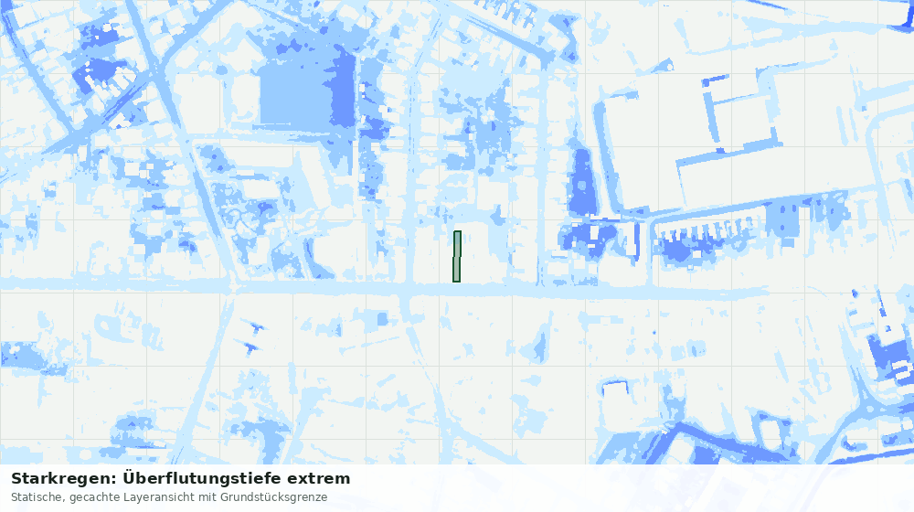 Statische Kartenansicht: Starkregen: Überflutungstiefe extrem