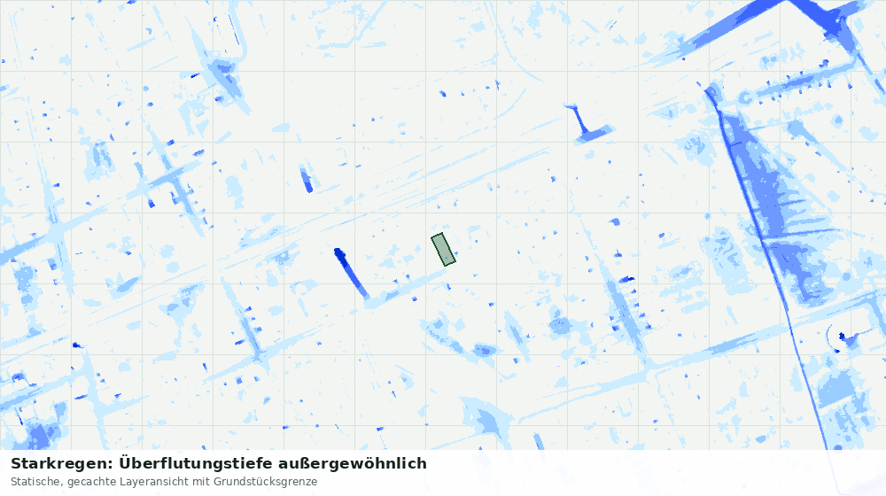 Statische Kartenansicht: Starkregen: Überflutungstiefe außergewöhnlich