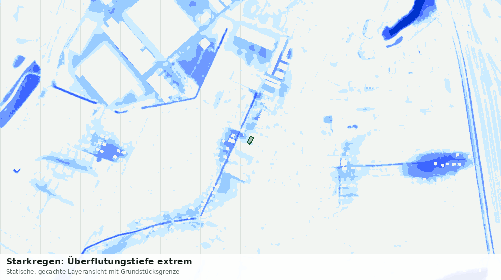 Statische Kartenansicht: Starkregen: Überflutungstiefe extrem