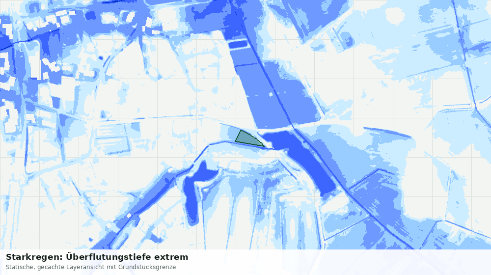 Statische Kartenansicht: Starkregen: Überflutungstiefe extrem